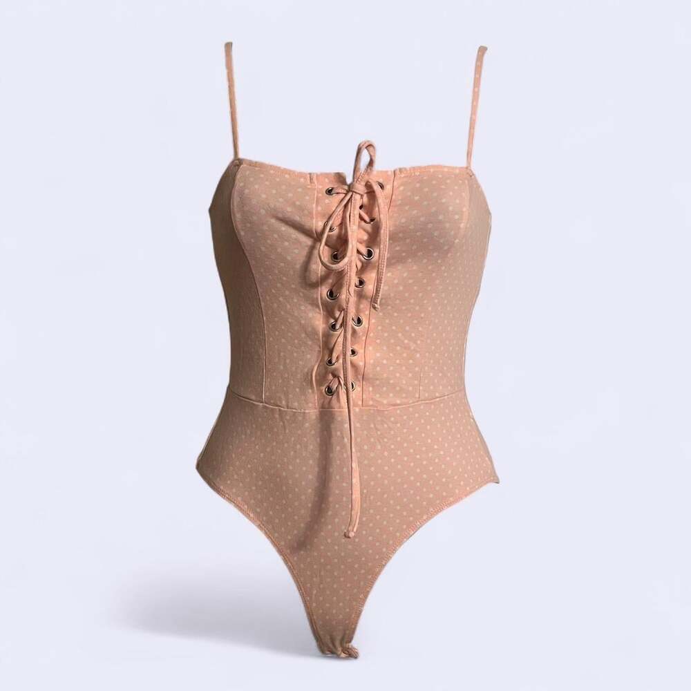 Forever 21 Women's Tan and Pink Bodysuit